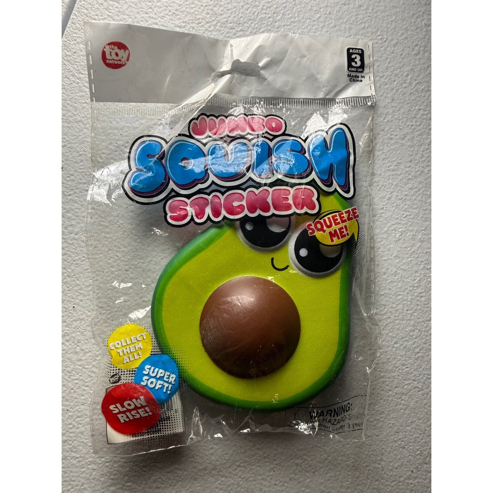 The Toy Network Jumbo Squish Sticker Avocado Slow Rise Foam 3M Adhesive New